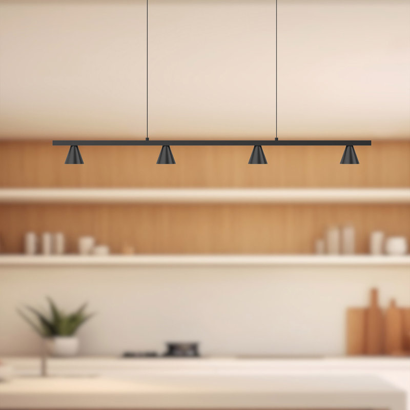 Dune 4 - Light LED Pendant, 124.76" H x 36.88" W x 2.25" D, Black