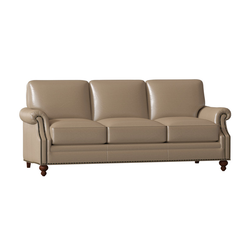 West Sofa, Natural, Mahogany, Aline Fumo Genuine Leather