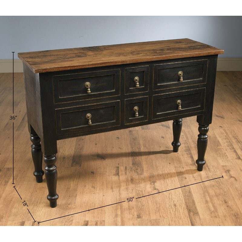 Dierking 50" 6-Drawer Buffet Table, Black