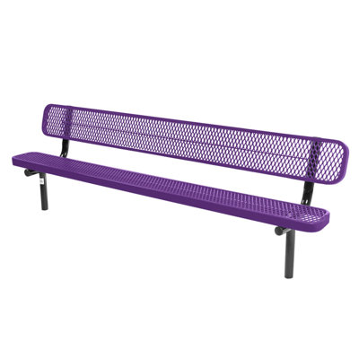 Banc jaune perforé de 2,44 m (8 pi) avec dossier, à encastrer dans le sol
