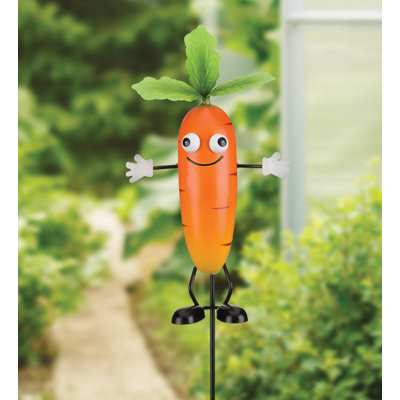 Poteau de jardin en métal Krylin avec détails peints à la main et finition résistante aux intempéries - carotte