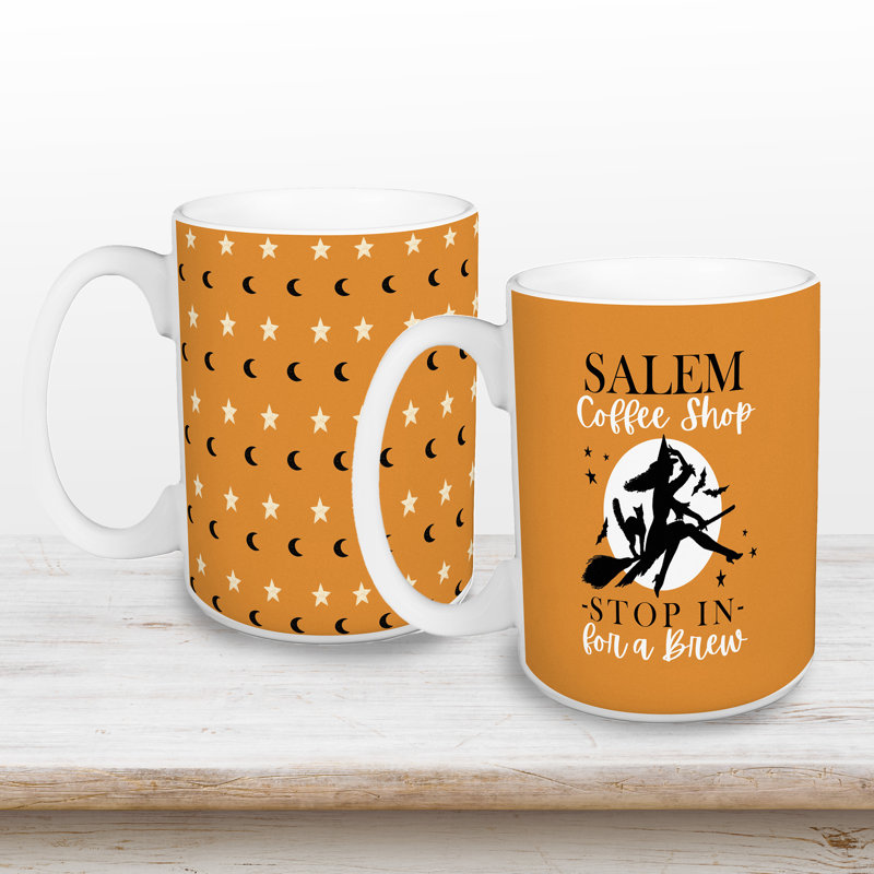Orange Moon and Star Pattern Mug, 2