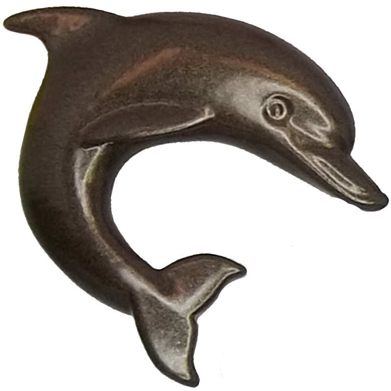 1.9" Dolphin Right Facing Small Knob, Brushed Nickel, 2.5" L x 1.9" W