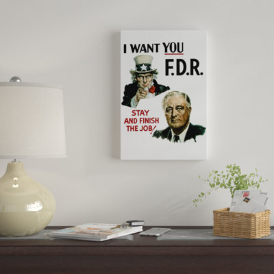 " WWII Poster Of Uncle Sam And President Franklin Roosevelt "