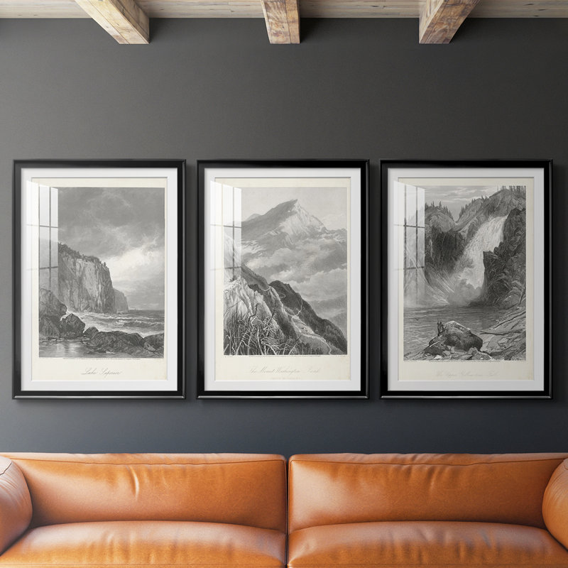 Lac Supérieur - Impression sur mesure encadrée de qualité supérieure - 3 pièces, Noir, H 19 po x l 27 po