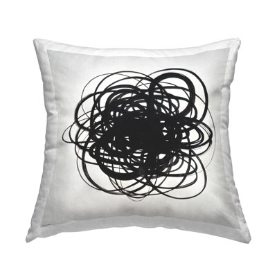 Coussin décoratif moderne noir et chaotique imprimé par KC Haxton