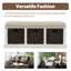 Banc de rangement rustique avec trois paniers en rotin amovibles et coussin