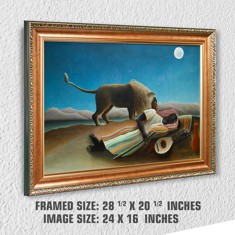 The Sleeping Gypsy par Henri Rousseau Dimensions du cadre: 28,5 x 20,5 pouces, taille de l'image: 24 x 16 pouces