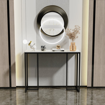 39.4" Marble Console Table Sintered Stone High-End Sofa Side Table