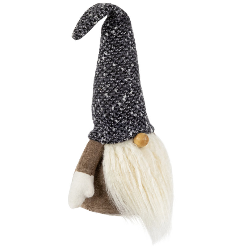 Décoration de table gnome de Noël debout 12 po brun et blanc