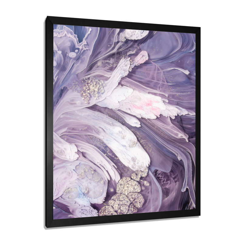 Mauve liquide Art Ripples - art mural moderne sur toile, Impression encadrée, H 20 po x l 12 po, Noir