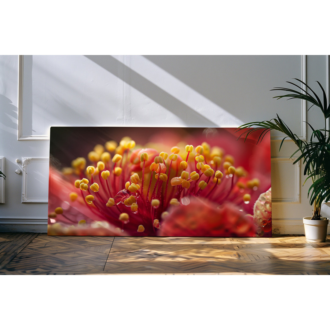 Wandbild 120x60cm Blüte Nahaufnahme Orange Blume Rot