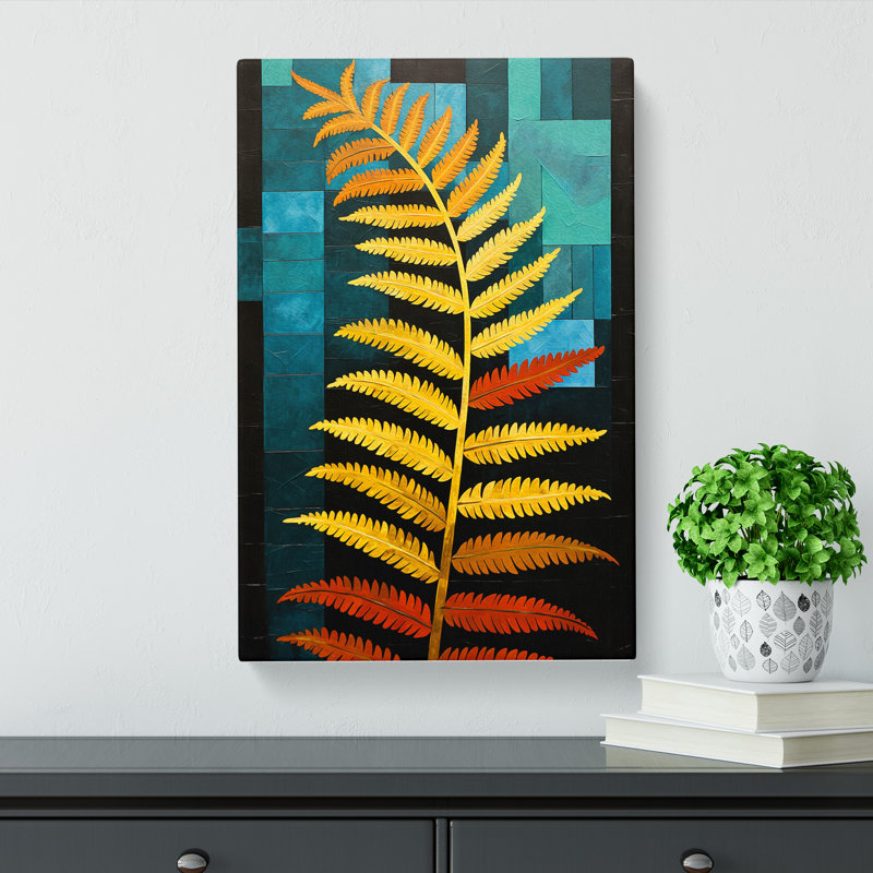 Fern Leaf Constructivism No.2 - No Frame Art Prints - Wrapped Canvas, 50cm H x 35cm W x 3cm D