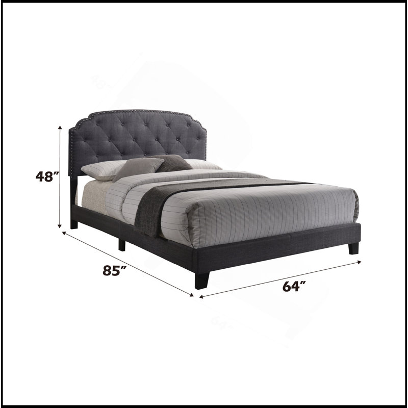 Gray Fabric Queen Bed