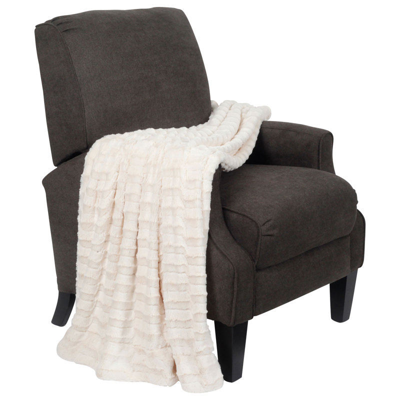Ivory Reversible Sherpa Faux Fur Throw Blanket 50" x 60"