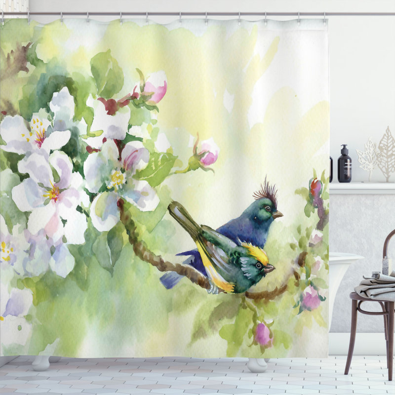 Floral Shower Curtain with Hooks Included, 70" H x 69" W