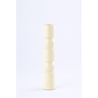 Grand porte-bougie en aluminium blanc cassé