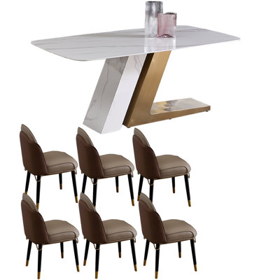 Table de salle à manger moderne et minimaliste avec panneau de pierre