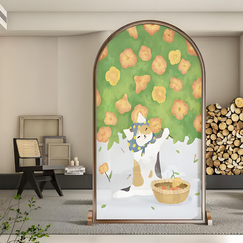 Caricature d'écran en bois floral, H 70,87 po x l 47,24 po x P 1,57 po