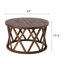 Table basse Viradis Farmhouse, table basse ronde rustique avec pieds en X, plateau en bois texturé-47376556