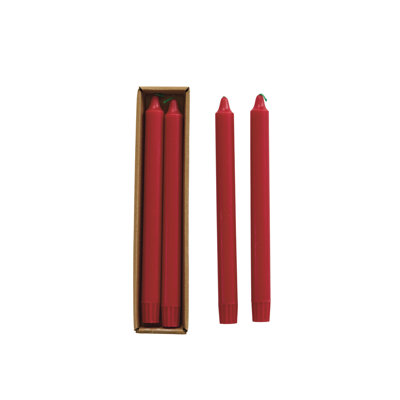 Unscented Taper Candles In Box With Green Wick
