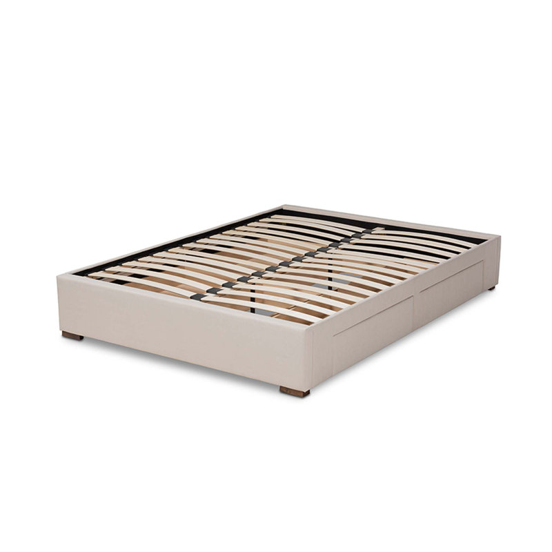 Upholstered Platform Storage Bed, Queen, Beige
