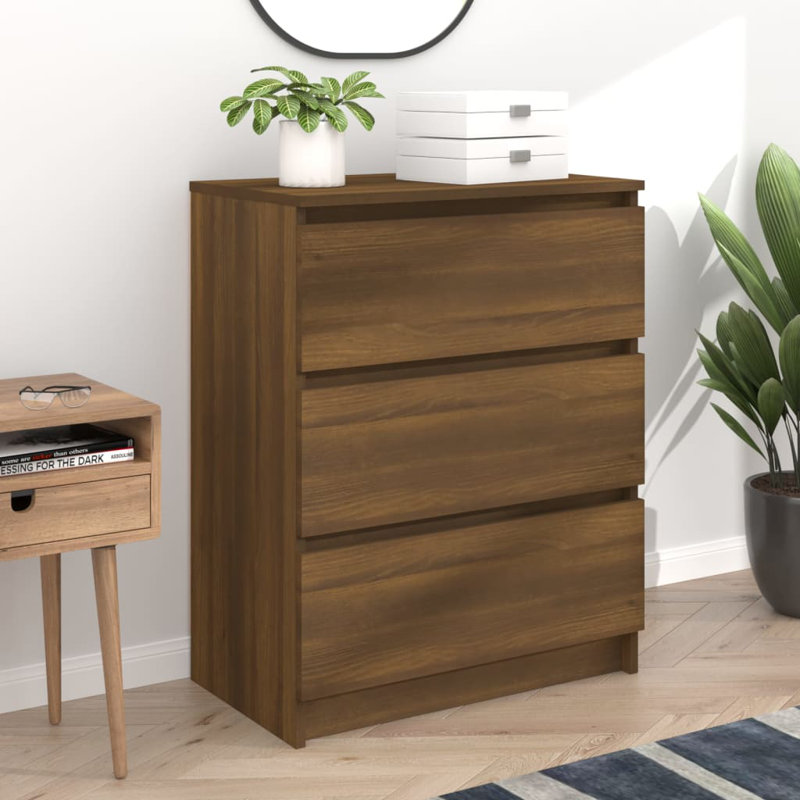 Chubbuck 3 - Drawer Rectangle Accent Chest, Brown Oak