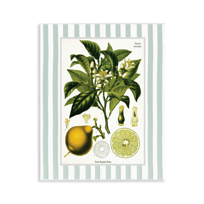 Plaque murale «Lemon Plant» à rayures vertes, design par lettré et doublé