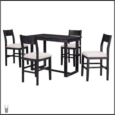 Ensemble de salle à manger 5 pièces à hauteur de comptoir Farmhouse avec table rectangulaire et 4 chaises pour espaces compacts