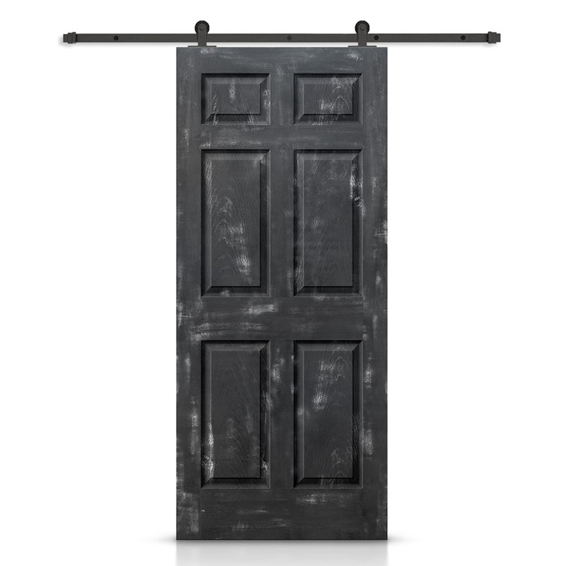 Porte standard lambrissée en bois manufacturé, 30 po x 80 po, Noir rétro