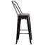 Tabouret de bar ou de comptoir en métal Marian avec dossier et siège en bois Marian-2101696429-2101696487-2127243145