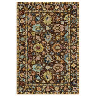 Dharmendera Traditional Brown Hand-Hooked Area Rug