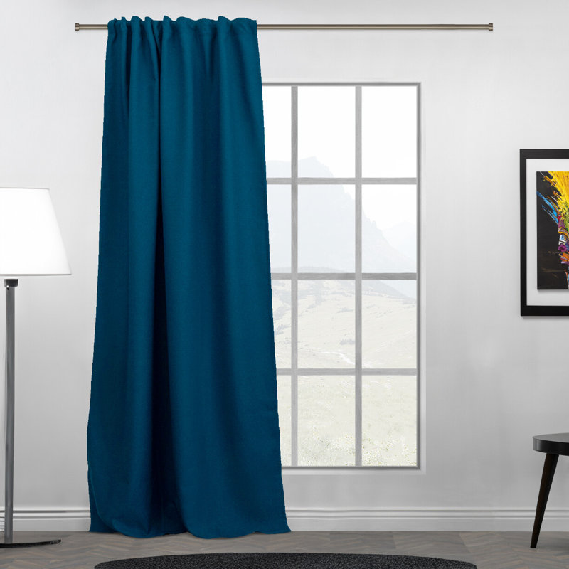 Room Darkening Single Curtain Panel, Teal, 130cm Width x 265cm Drop