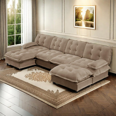 Modern U-Shaped Modular Sectional Sofa with 4 Seats & 2 Ottomans