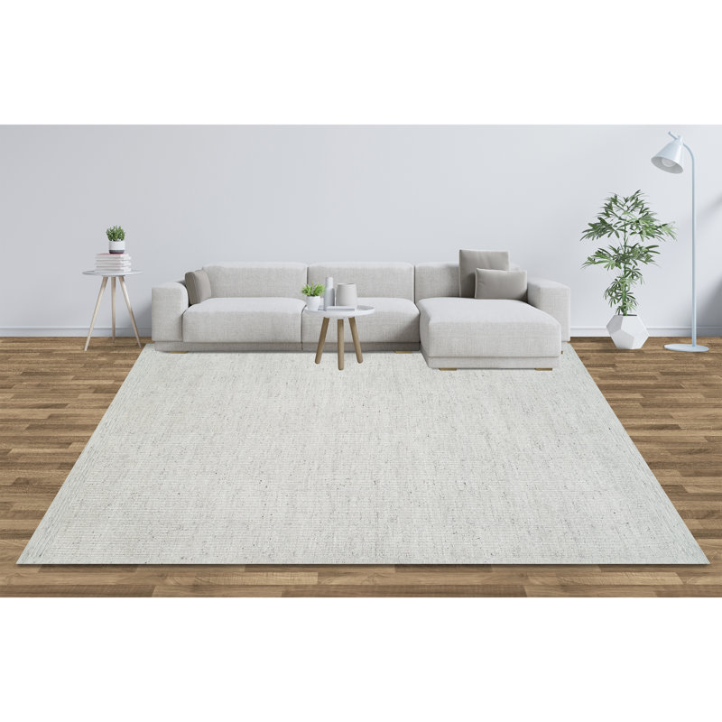 Wool Area Rug in Gray, Rectangle 8' x 10'