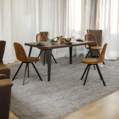 Dining Table and 4 Chairs Set 5 Piezes for 4, Dining Chairs with Table Set 5 Minimalist Design Dining Set for Kitchen Reception, Brown