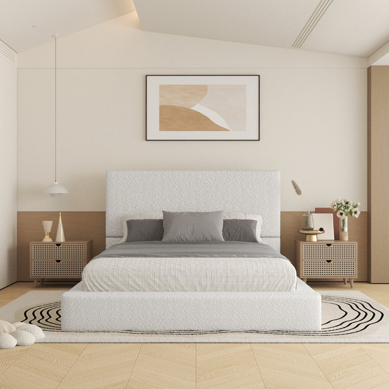 Haden Boucle Platform Bed Frame, Full