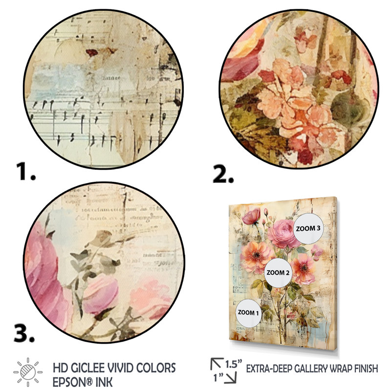 «Rustic Bouquet Blooming Wildflower Floral I», reproduction sur toile, H 20 po x l 12 po x P 1 po, Cadre flottant doré
