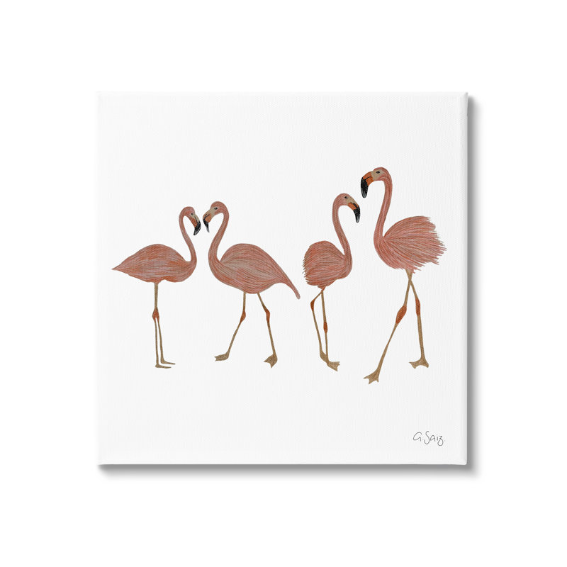 Mur d'illustrations d'oiseaux flamants roses se mélangeant à Ale Saiz Studio, L 17 po x H 17 po, Toile tendue