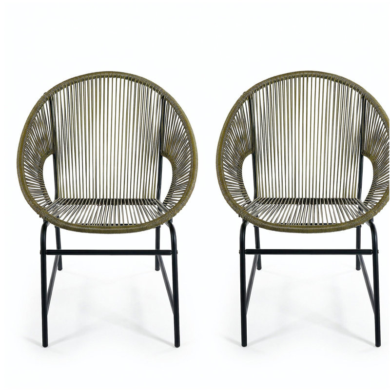 Ensemble de 2 chaises d'extérieur en rotin NUSA, Vert