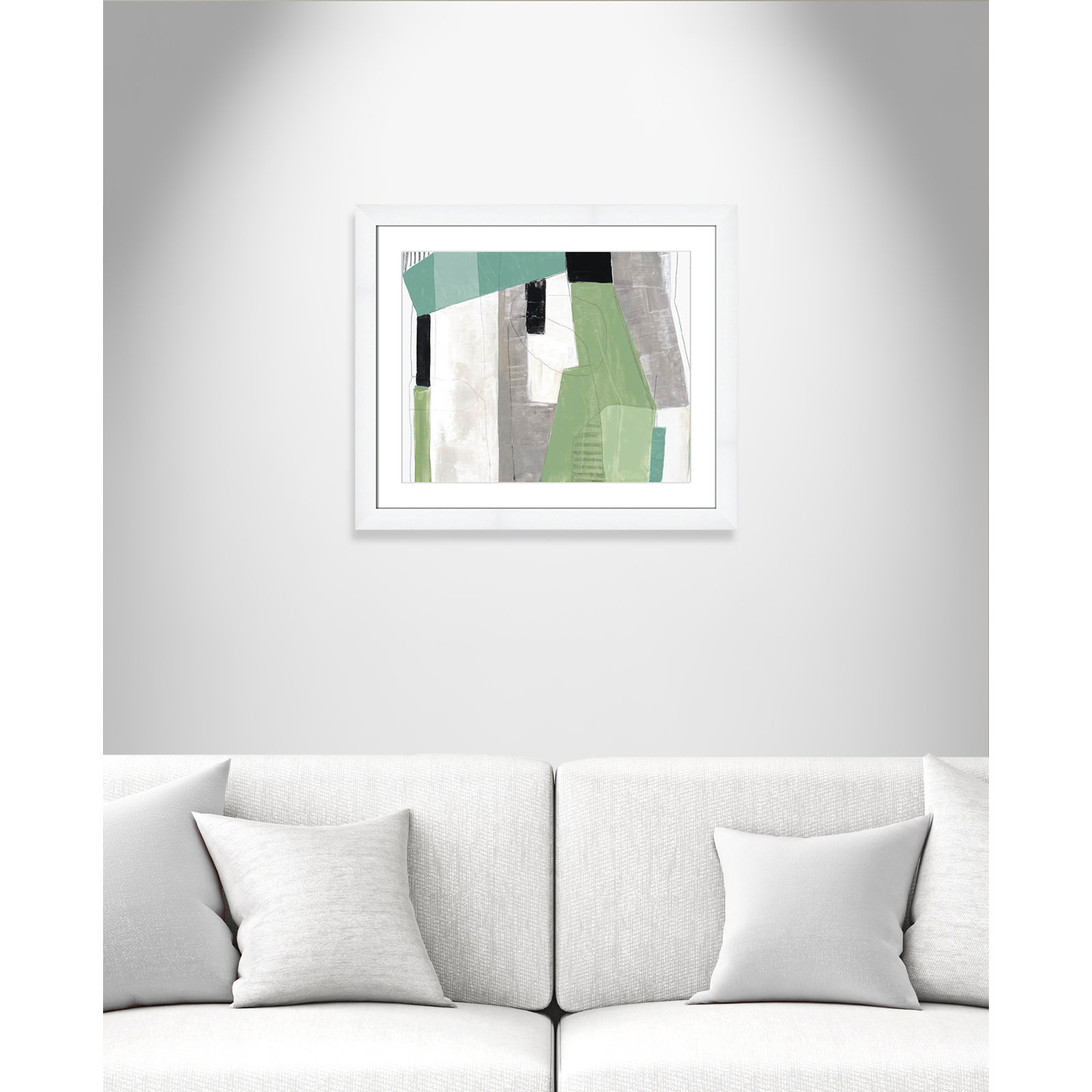 Evergreen Essence Print, 23" H x 27" W x 1.25" D, White Cube Frame - Matted Fine Art Paper Print, White