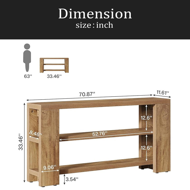 Sofa Table,3-Tier Side Table,Console Table