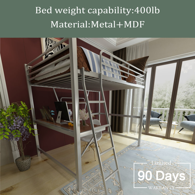 Kirsten Kids Full Loft Bed, Silver
