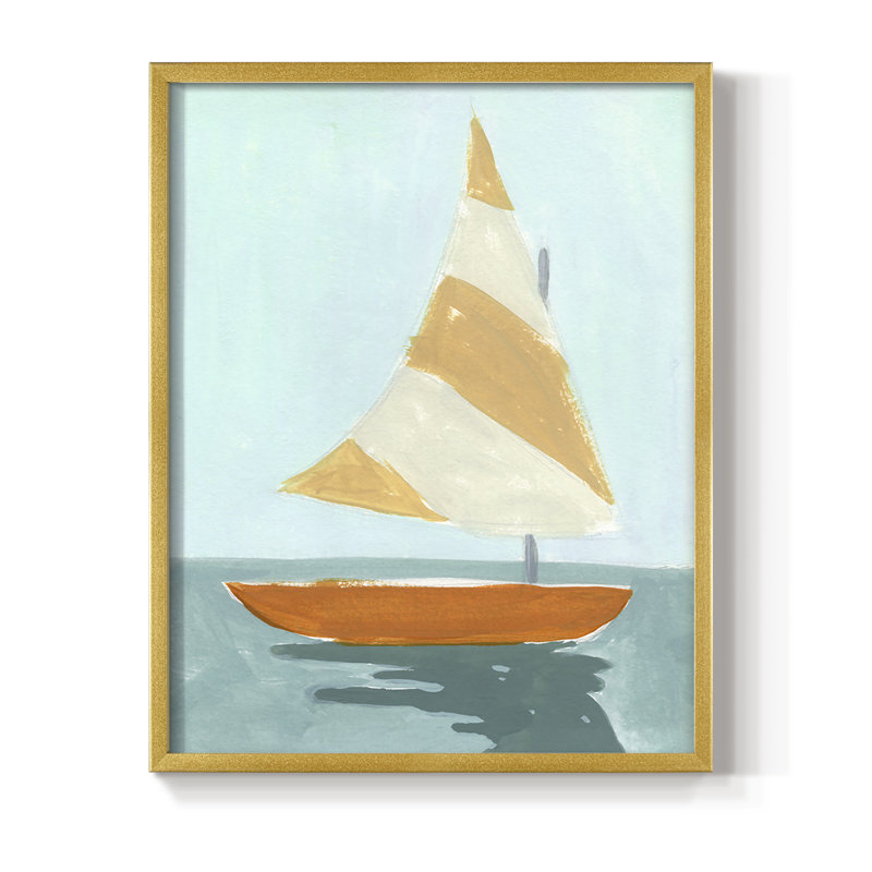 Petite voile I, reproduction encadrée - bois massif, H 14 po x l 11 po
