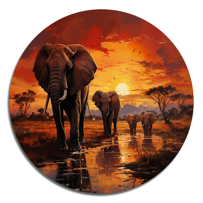 Virgile - animaux, art rond en métal, H 16 po x l 16 po