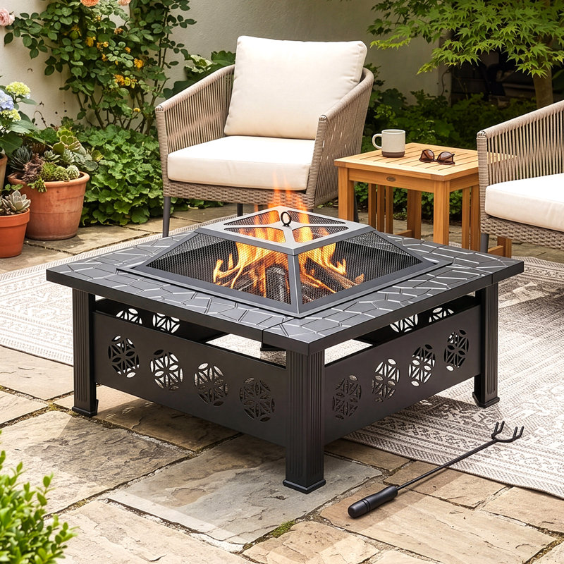 Patio 32 in. Square Steel Fire Pit