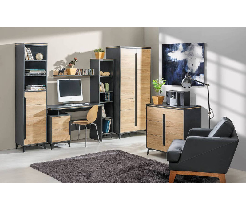 Cadell 173 cm H x 38 cm W Standard Bookcase, Black