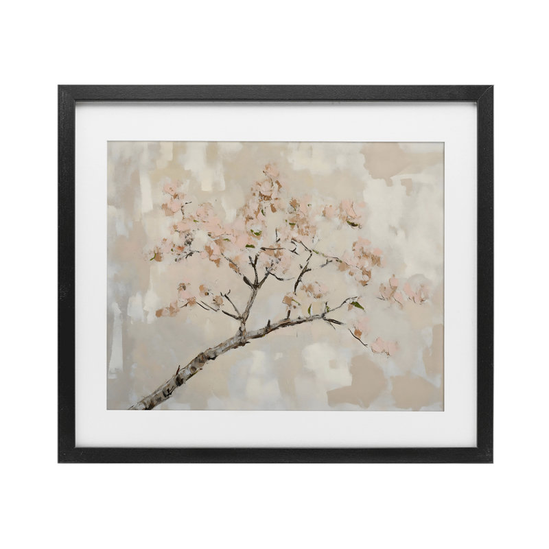 Impression encadrée sous verre Mute Cherry Blossoms Branch, par Franklyn Gregory, H 13 po x l 16 po, Cadre noir minuit
