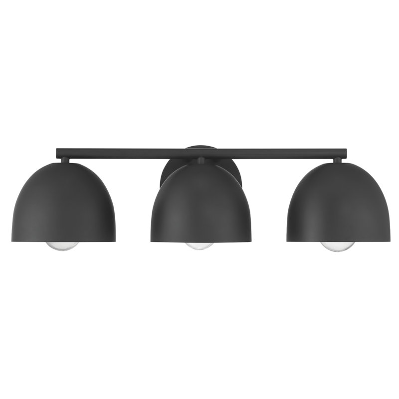 Luminaire pour meuble-lavabo mural moyen 3 lumières Hunter Erling, Noir, Noir mat