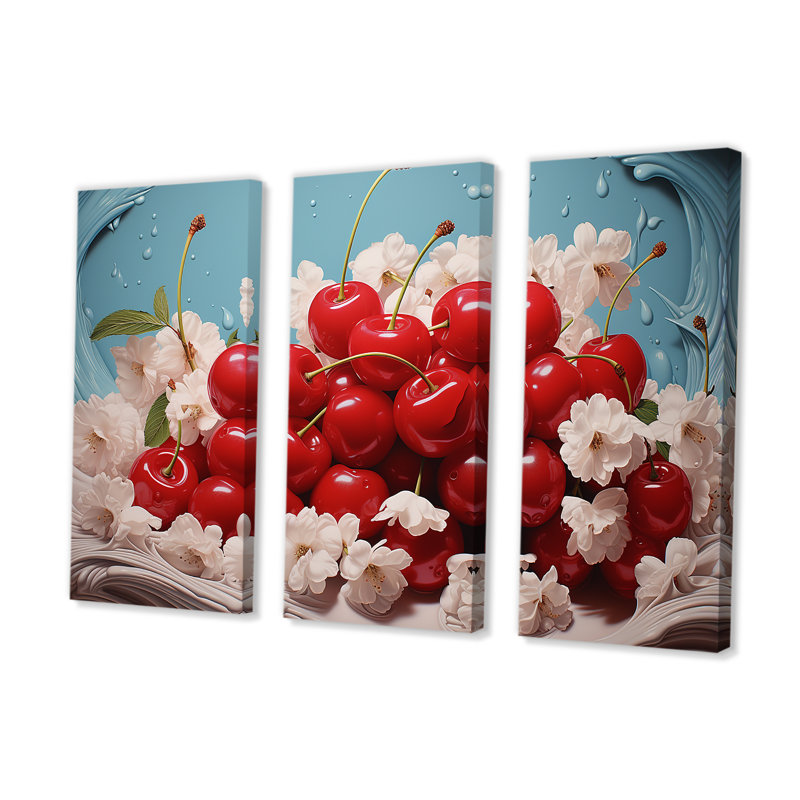 «Chuckling Cherry Red I», ensemble d'art sur toile, H 40 po x l 60 po
